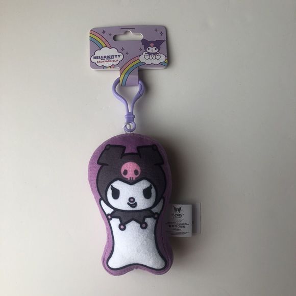 Kuromi Sanrio Hello Kitty Plush Backpack Clip Keychain NWT 2023 New Purple - Picture 2 of 9